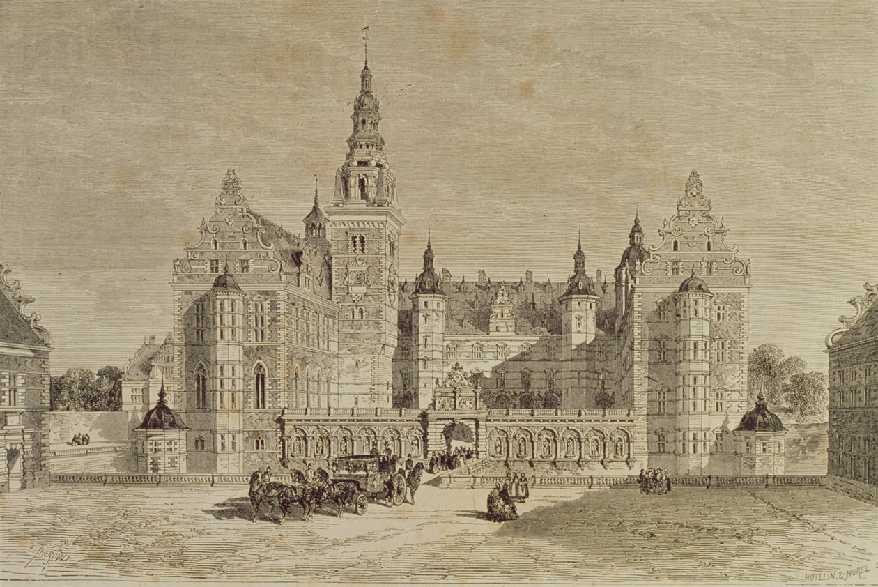 Frederiksborg kastély, Hillerod, Dánia, 1850-es évek, a Le Tour du Monde-ból, Párizs, 1860-as évek alkotó: French School