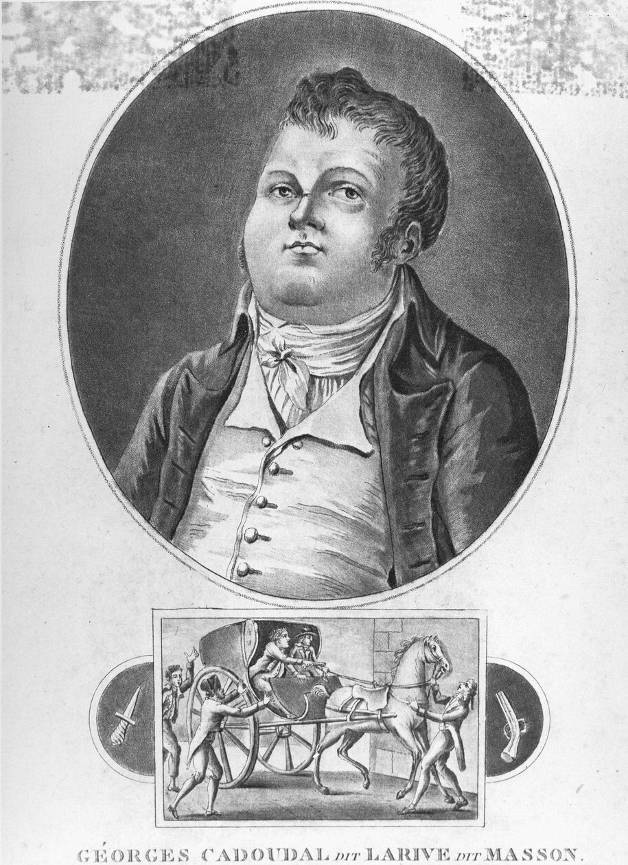 Francia forradalom: Georges Cadoudal (dit Larive, dit Masson), francia összeesküvő, aki a chouanok egyik vezetője volt, és két összeesküvést szervezett Bonaparte ellen, 1804. június 25-én kivégezték - metszet, koll. Dobrée múzeum, Nantes. ¿ alkotó: French School