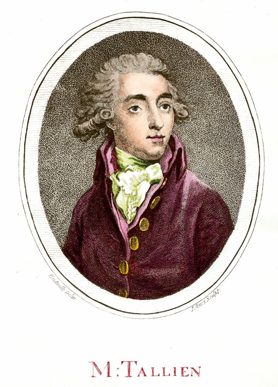 Francia forradalom: Jean Lambert (Jean-Lambert) Tallian (1767-1820) francia forradalmár portréja. 18. századi metszet. Magángyűjtemény alkotó: French School