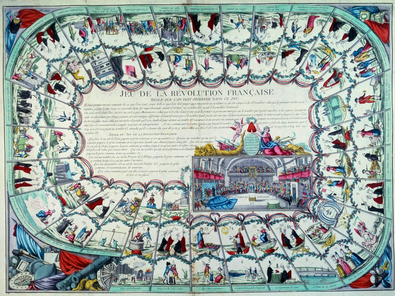 French Revolution: game of the goose presenting the major stages of the revolution and a view of the National Assembly. End of the 18th century. Paris, B.N. alkotó: French School
