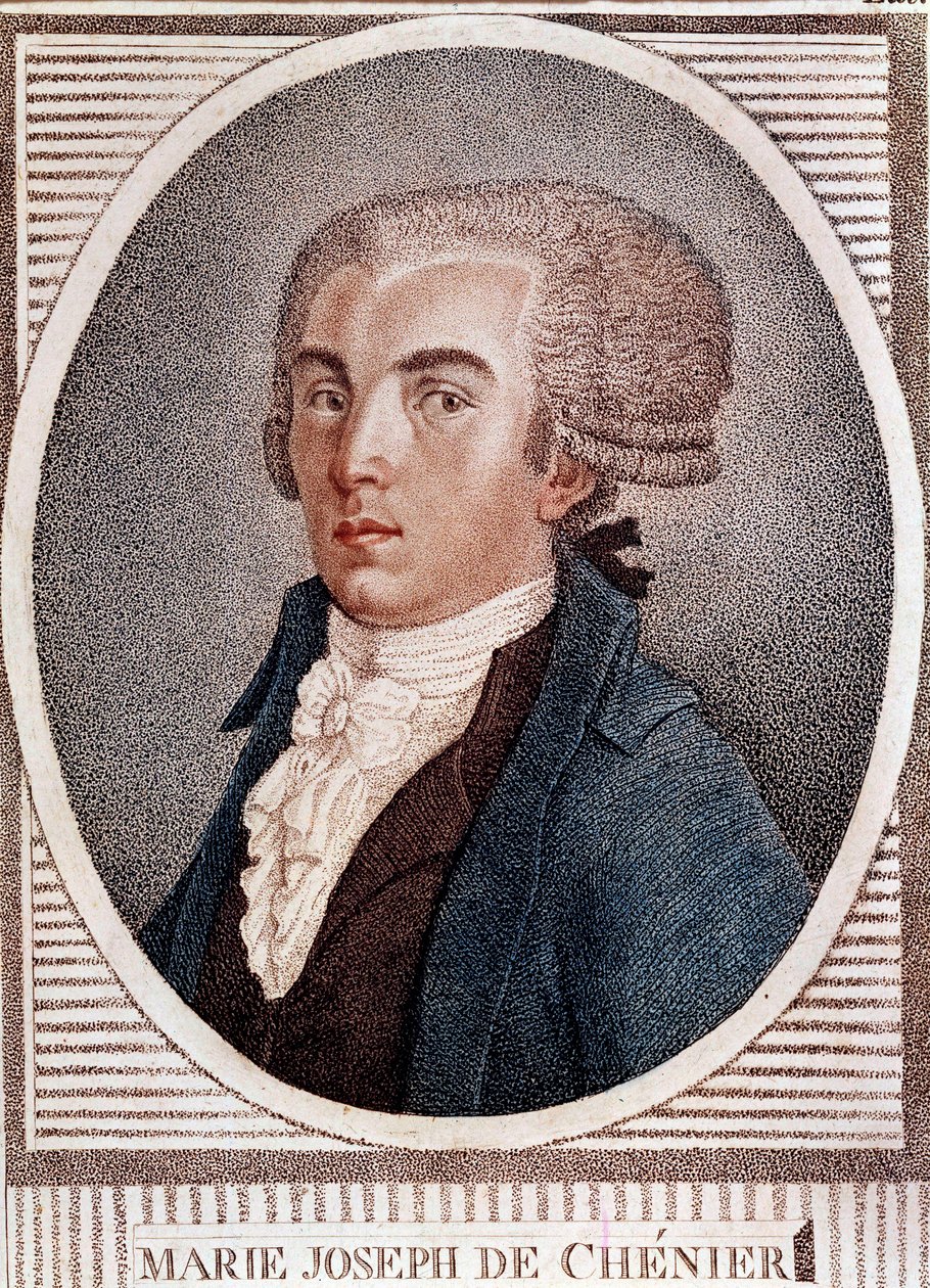 Francia forradalom: Marie Joseph Chenier (1764-1811) diplomata költő és történész, a 19. századi "Chant du depart" metszet szerzőjének portréja. alkotó: French School