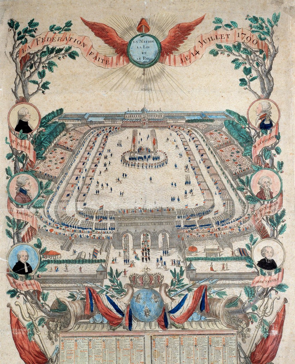 A francia forradalom: a nemzeti szövetség ünnepének látványa 1790. július 14-én a Champs de Marson. Metszet 1790-ből. Párizs, Nemzeti Levéltár alkotó: French School