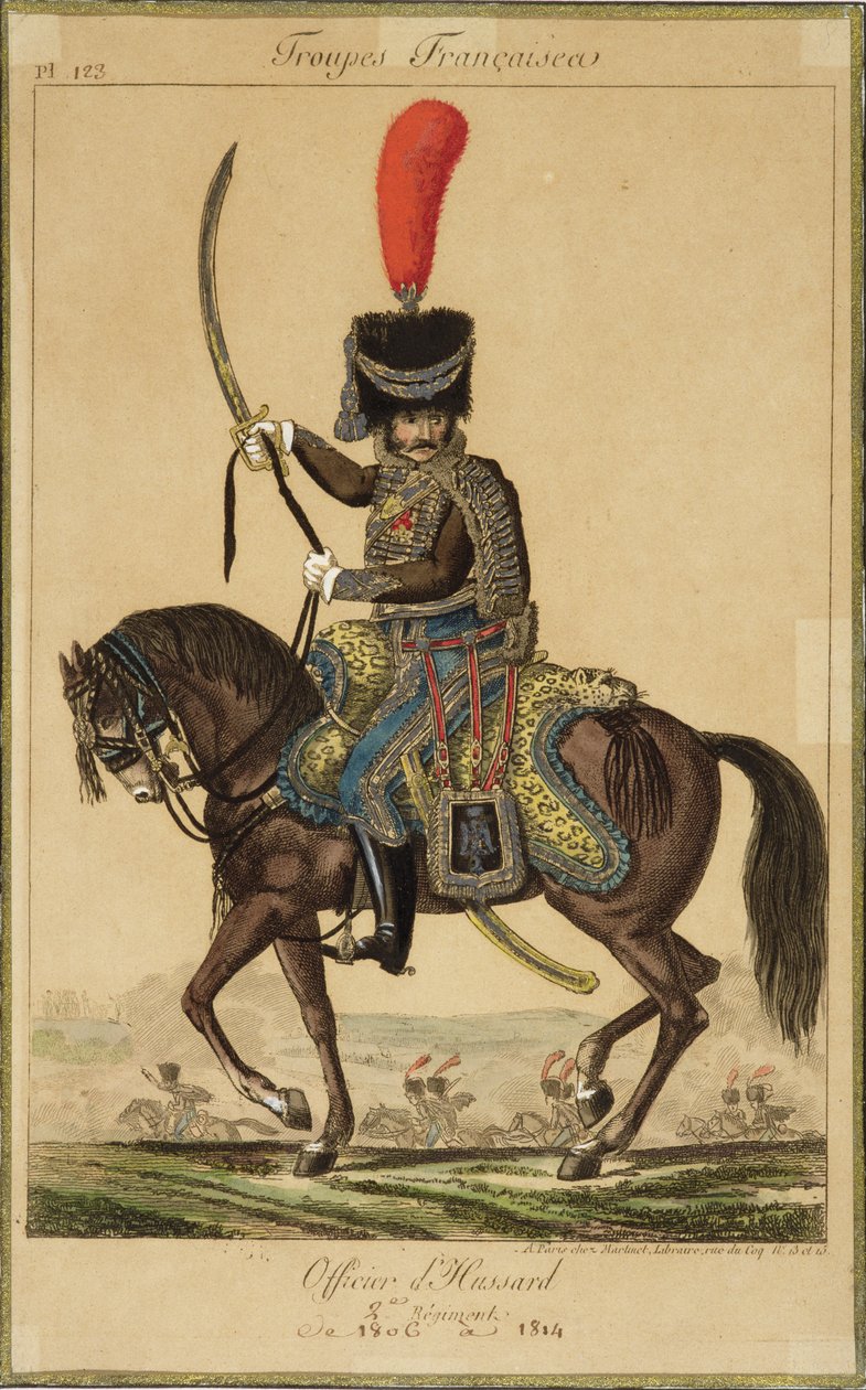 Francia csapatok: A huszárok tisztje, 1806 és 1814 között, kiadó: Martinet Libraire, Párizs alkotó: French School