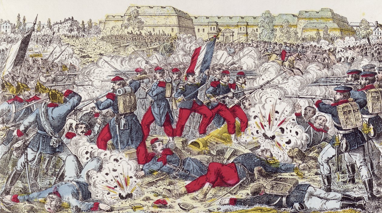 A porosz hadsereg által körülzárt francia csapatok a sedani csatában, 1870. augusztus 31. alkotó: French School