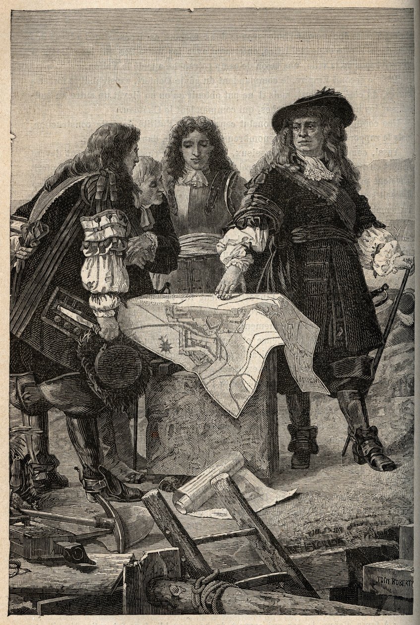 Vauban francia építész XIV. Lajos kérésére 1687-ben elkészíti a Belfort (Franciaország keleti részének) erődítményeinek terveit – Sebastien Le Prestre de Vauban átadja Belfort erődítményeinek terveit – „” PATRIE” metszet” – LEÍRÁS PECTUREQU alkotó: French School