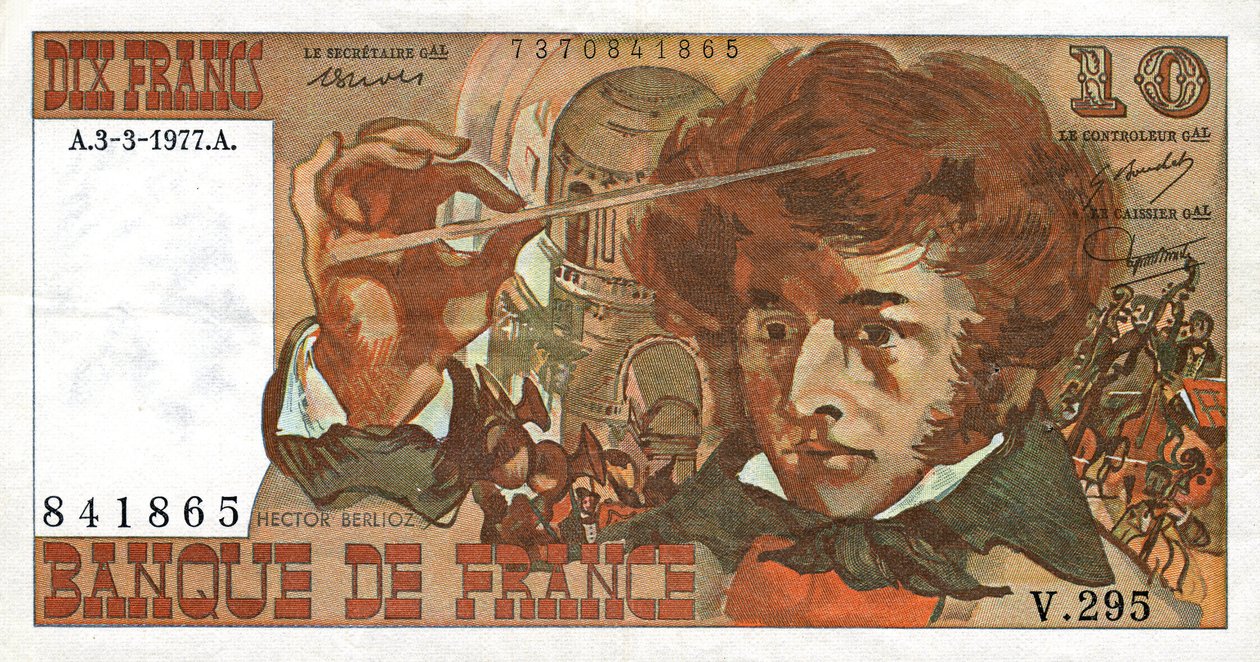 Francia bankjegy Hector Berlioz francia zeneszerző képmásával alkotó: French School