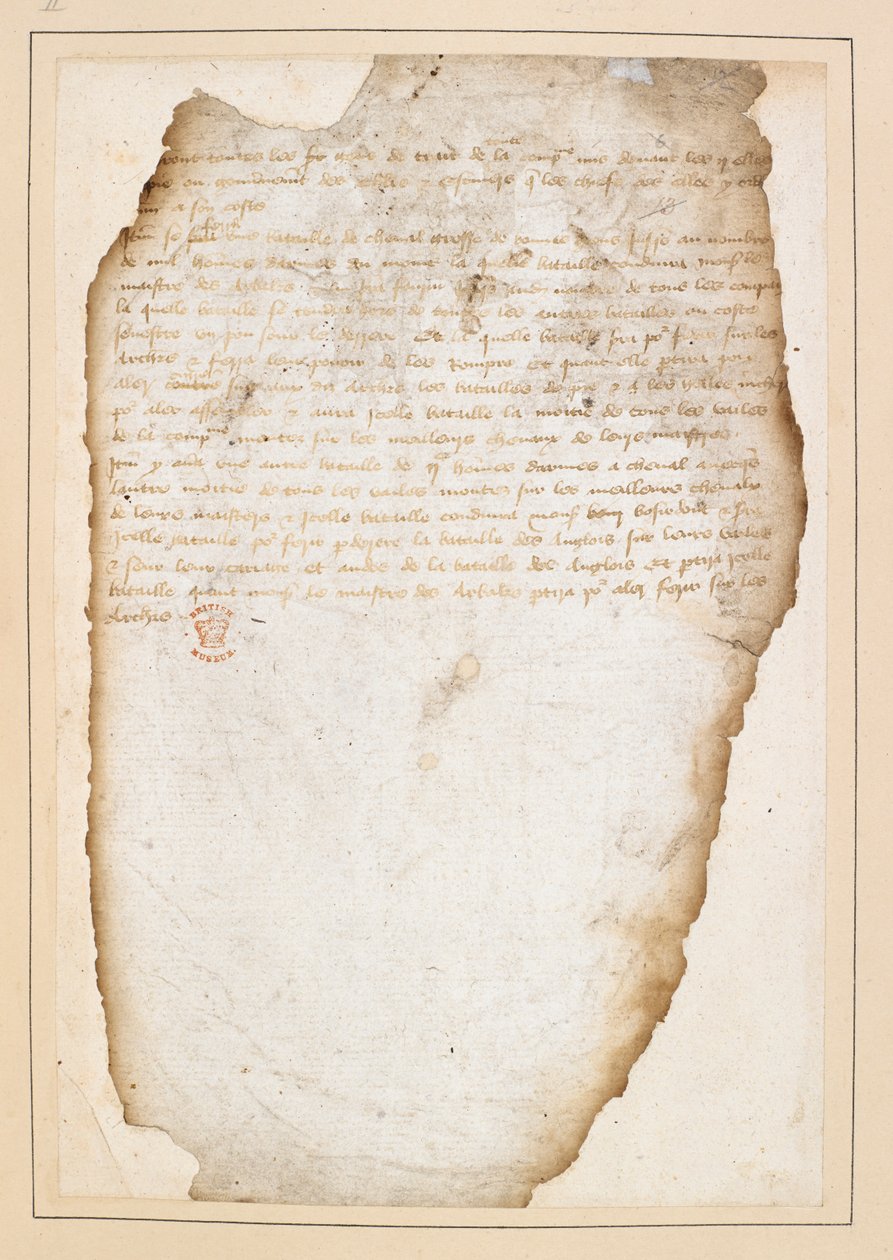 Az Agincourt-i csatát megelőző francia csataterv, amelyet Boucicault marsall, Normandia kapitánya és mások készítettek. 1415. október 13. és 21. között (tintával papíron) alkotó: French School