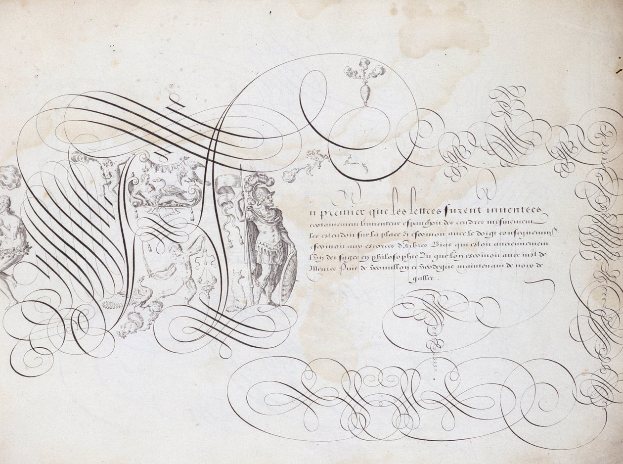 Francia kalligráfia: Robert Vignon írásának kertje 1600 körül. Párizs város történelmi könyvtára. alkotó: French School