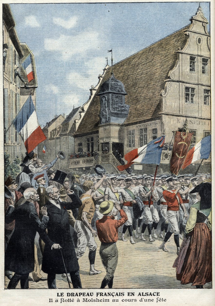 Újra lebeg a francia zászló az elzászi Molsheim utcáin a „Le Petit Journal” július 4-i sportvásár idején. alkotó: French School