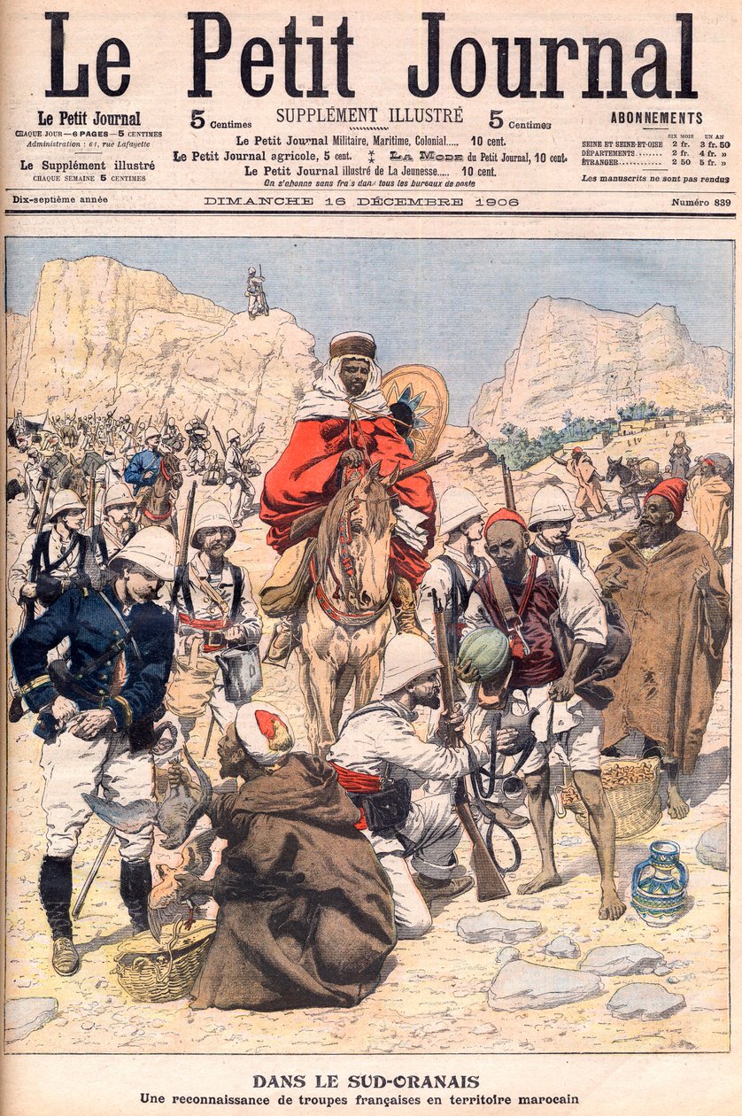 Francia felderítő expedíció Dél-Marokkóban A Le petit Journal illusztrációja, 1906. december. alkotó: French School