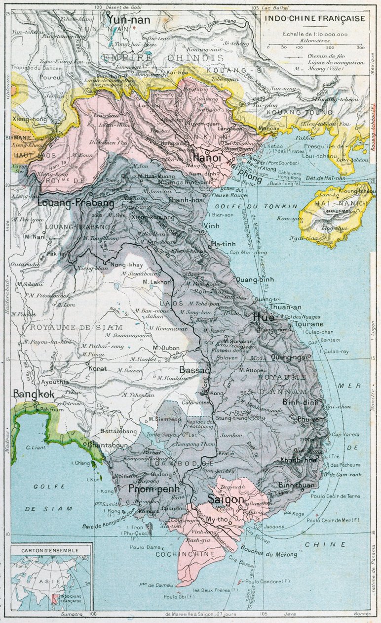 Indokína francia iskolai tankönyvtérképe, 1905 alkotó: French School