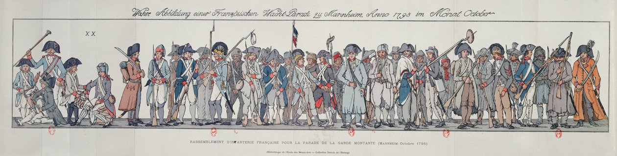 Francia katonák Németországban, 1795 (színes metszet) alkotó: French School