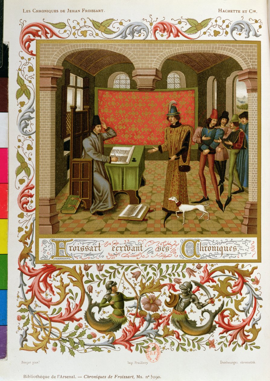 Froissart (1333-140001), aki krónikáit írja (5190. asszony fakszimile) alkotó: French School