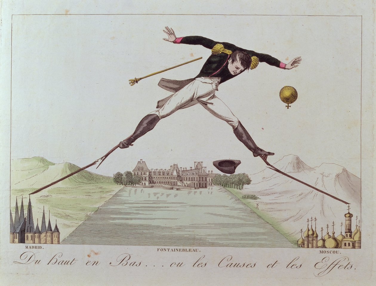 Magastól alacsonyig... avagy az okok és következmények, Napóleon külpolitikájának karikatúrája, 1814 körül alkotó: French School