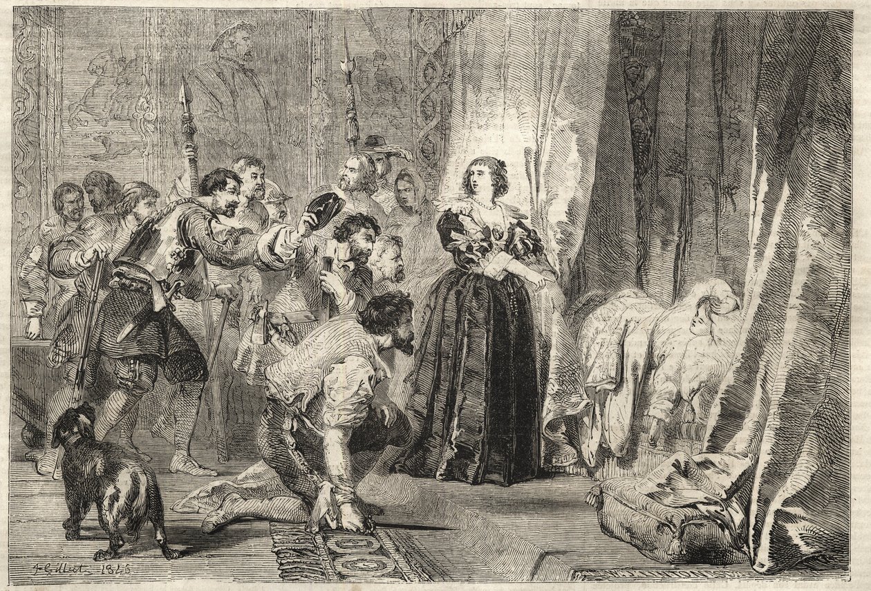 Fronde – A nép követeli, hogy lássák a királyt: Párizs, Palais Royal, 1651. február 9. – Fronde: 1651. február 9-én éjjel a Palais Royalban Ausztriai Anna (1601-1666) XIV. Lajost mutatja be, akit Le-nek hívnak. Soleil király (Soleil király vagy Nagy Lajos alkotó: French School