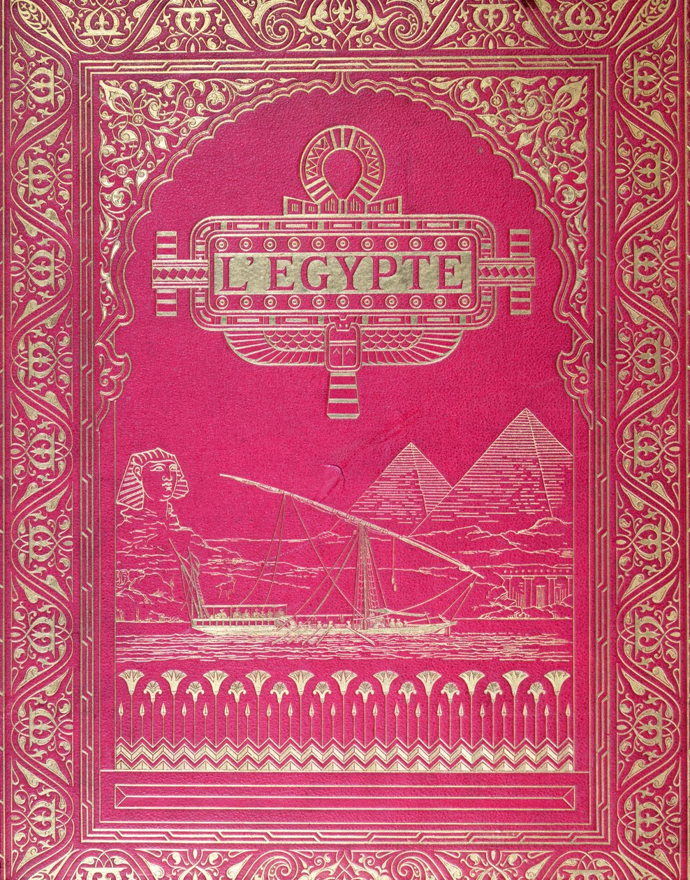 G. Ebers, 1880-ban Párizsban kiadott LEgypte első borítója (vörös bőr és arany) alkotó: French School