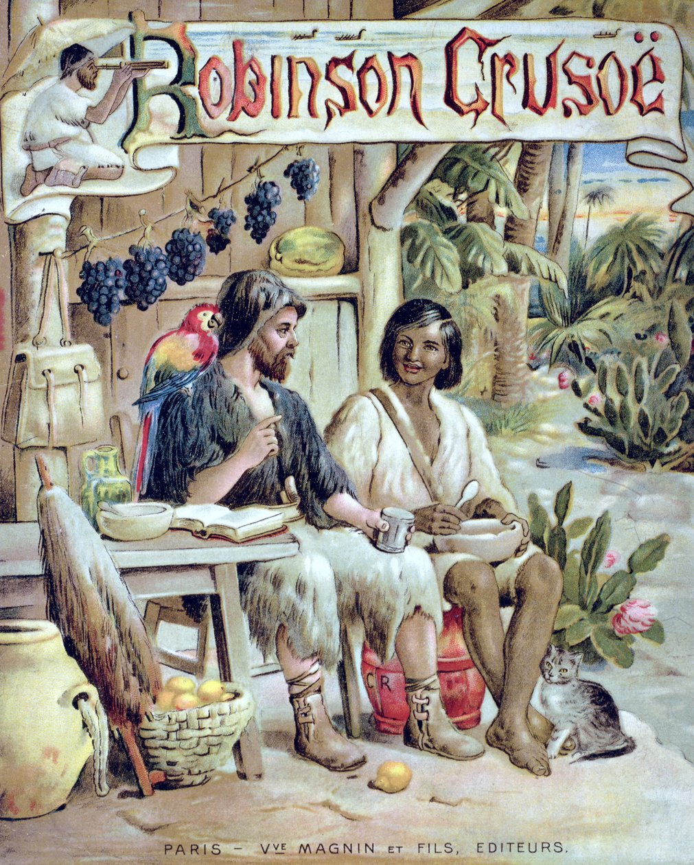 Robinson Crusoe borítója alkotó: French School