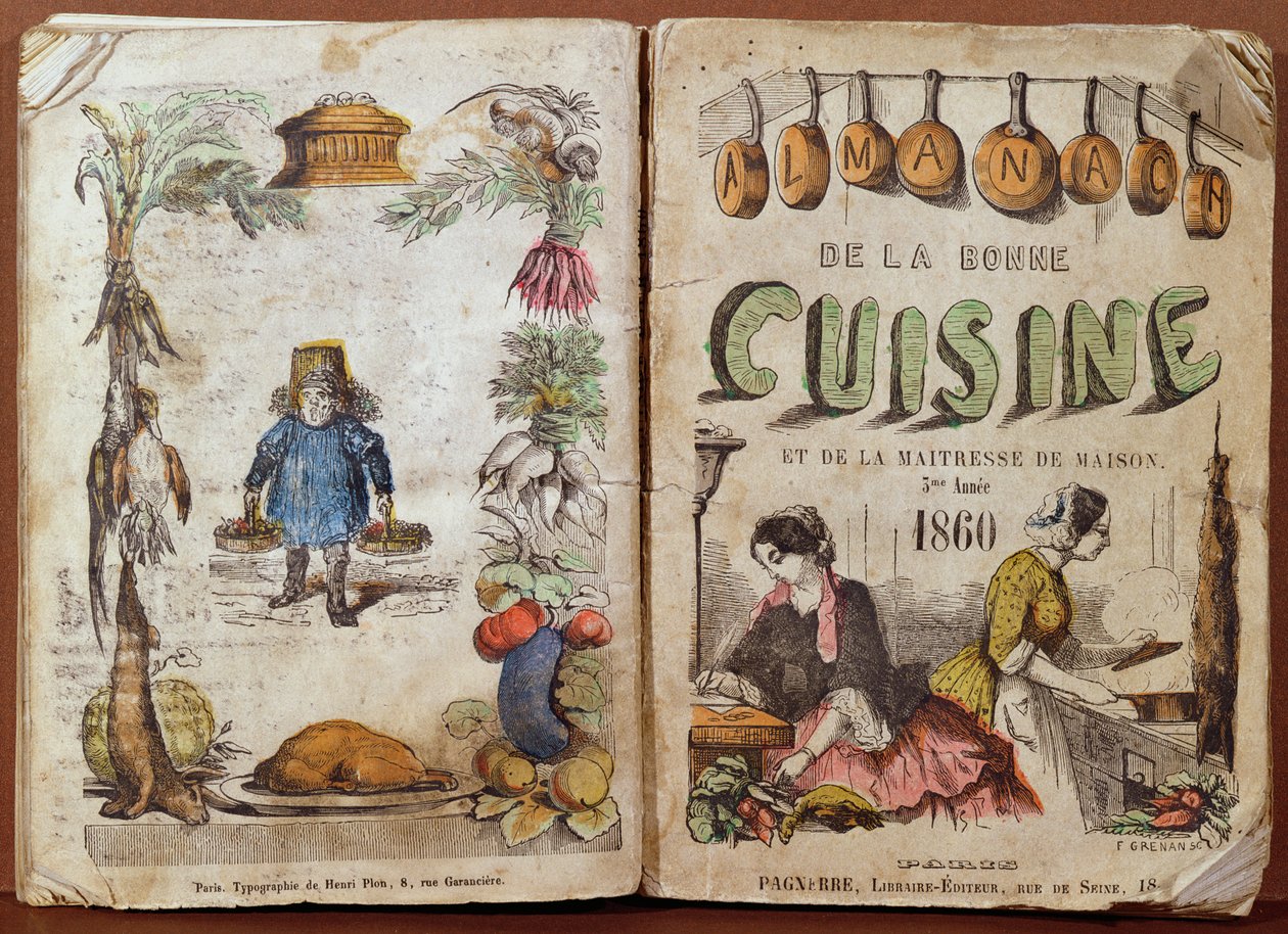 Az Almanach de la Bonne Cuisine et de la Mistress de Maison borítója, 1860 alkotó: French School