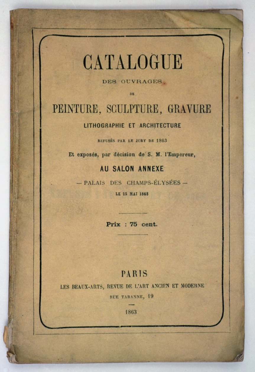 A Salon des Refuses katalógusának első borítója, 1863 alkotó: French School
