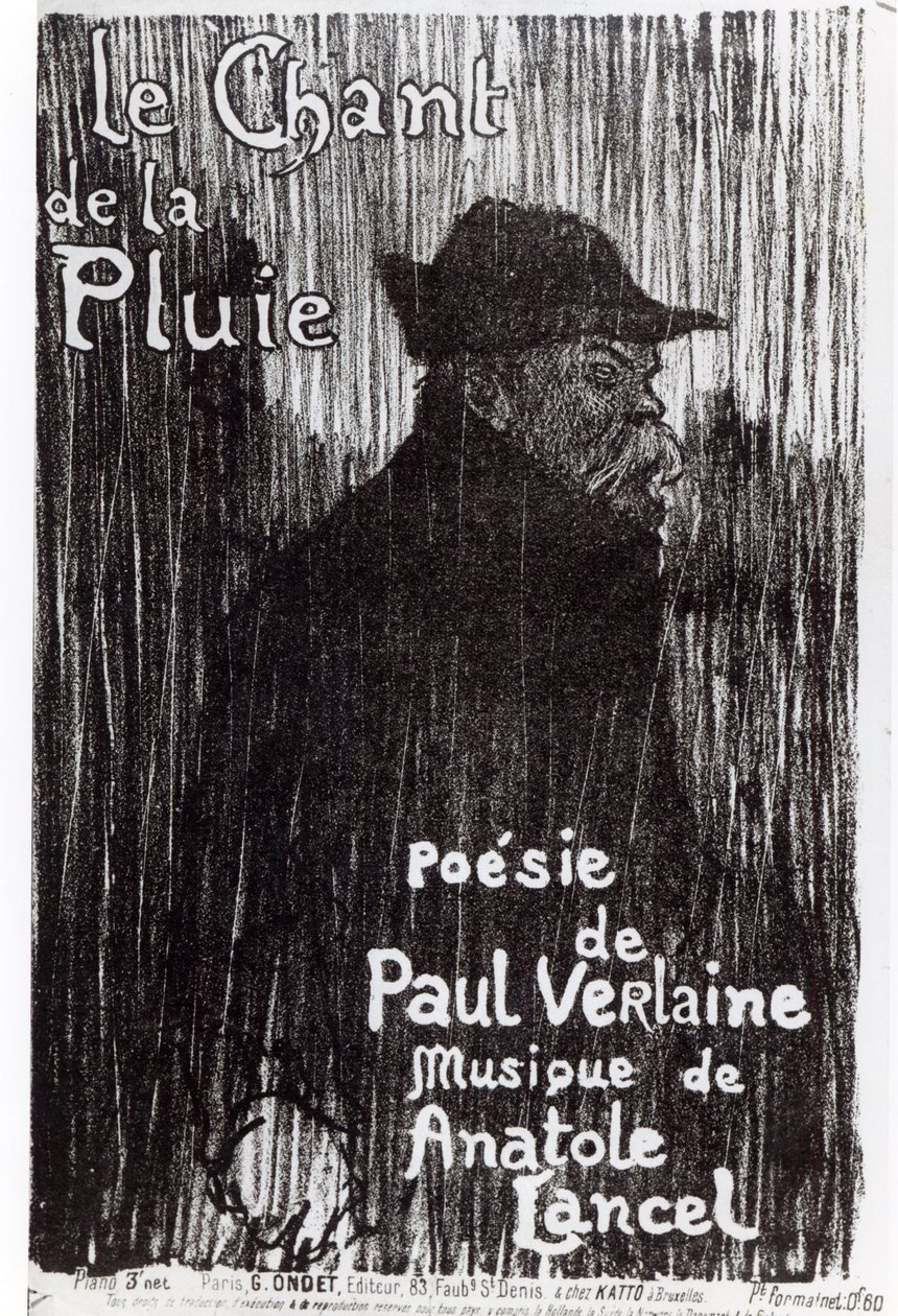 A Le Chant de la pluie című kotta első borítója, Paul Verlaine költeményéből, 1844 alkotó: French School