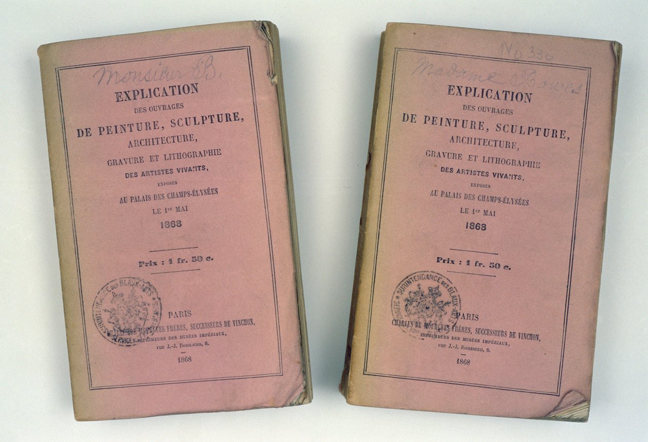 Bowes úrnak és asszonynak adott két francia szalon katalógusának borítólapja, 1868 alkotó: French School
