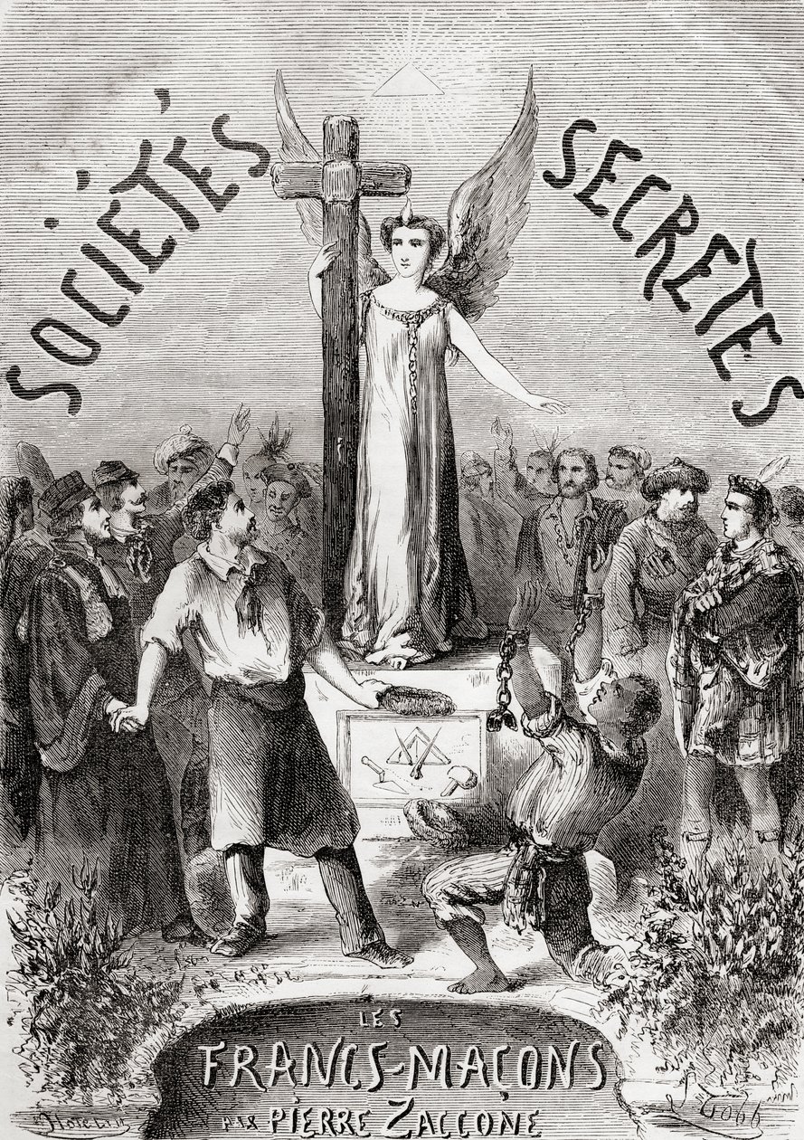 Frontispiece a Societes Secretestől, les Francs Macons, megjelent 1867 körül alkotó: French School