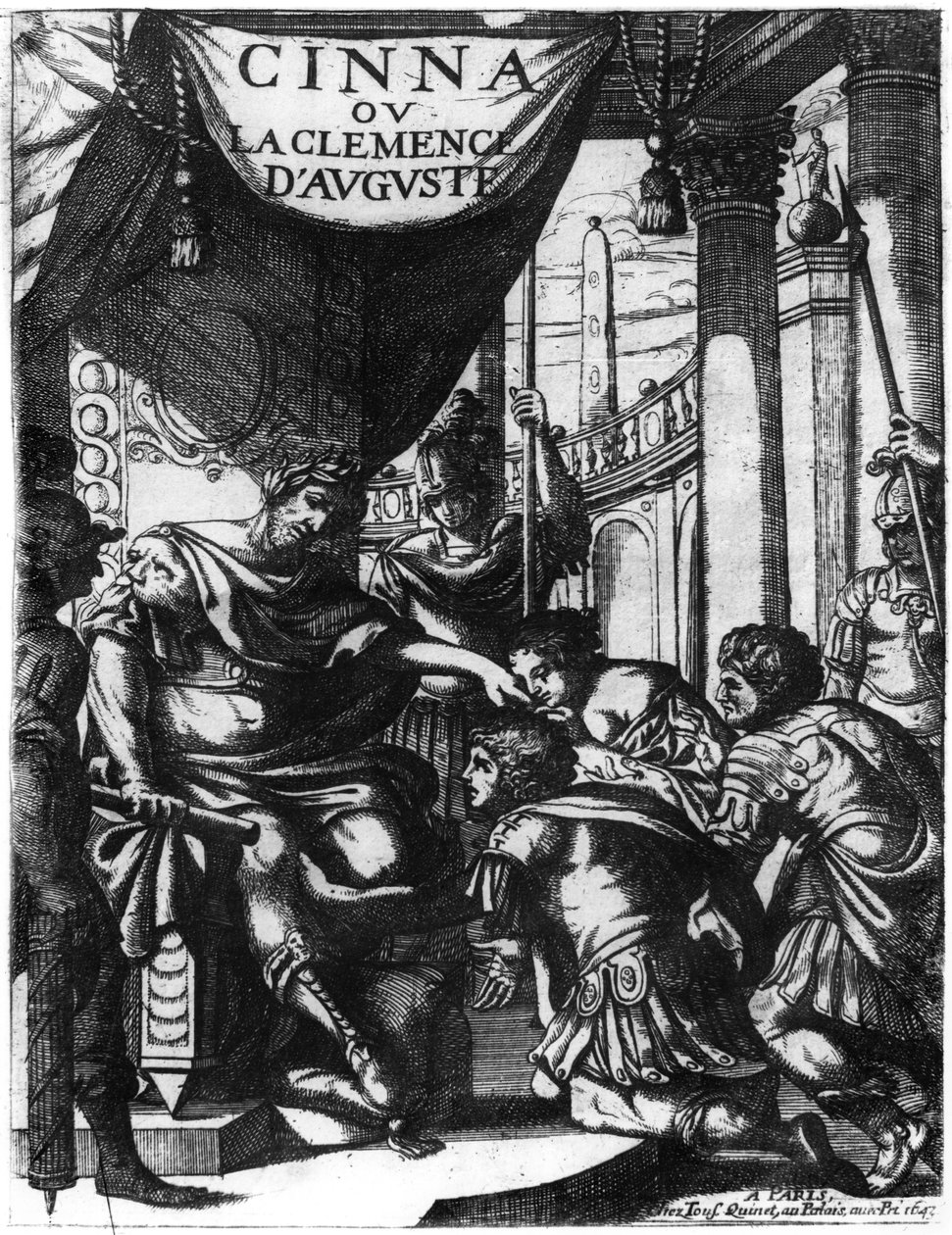 Pierre Corneille (1606-84) 1643-ban megjelent Cinna ou la Clemence dAuguste frontképe alkotó: French School