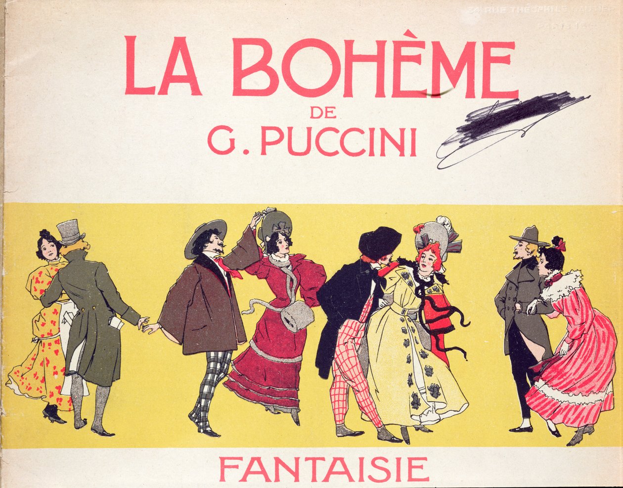 Puccini La Boheme kottalapjának előképe, huszadik század eleje alkotó: French School
