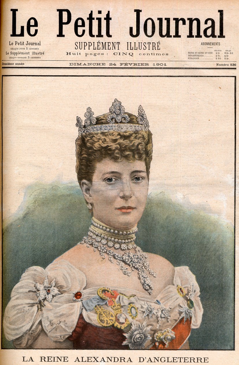 Alexandra angol francia újságkirálynő (1844-1925), EdwardVII király feleségének címlapja „Le Petit Journal” február 24. alkotó: French School