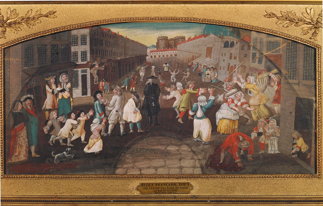 Szórakozás és játék Párizs utcáin - rue St. Antoine ... (festmény, vászon) alkotó: French School
