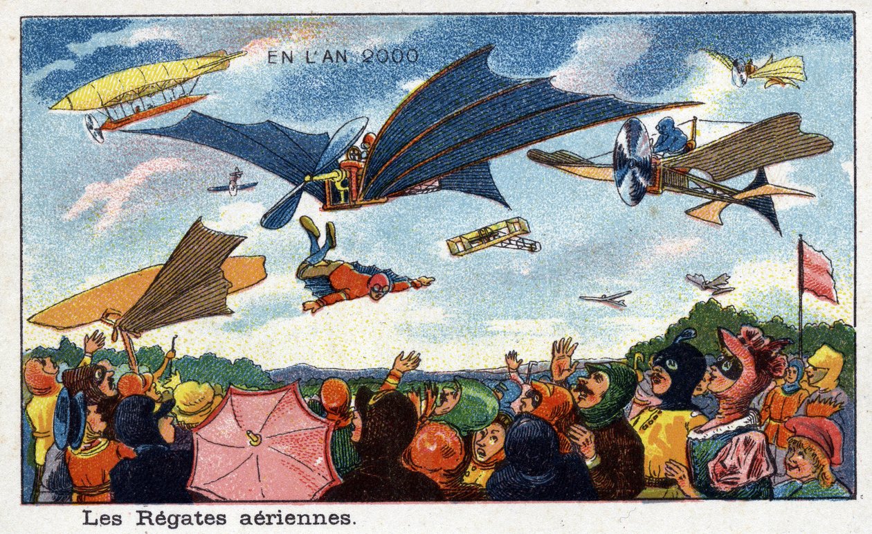 Futuredays: A 2000. év tizenkilencedik századi víziója – „” 2000. év” sorozat: a légi regatták – Villemard kromolitográfiája alkotó: French School