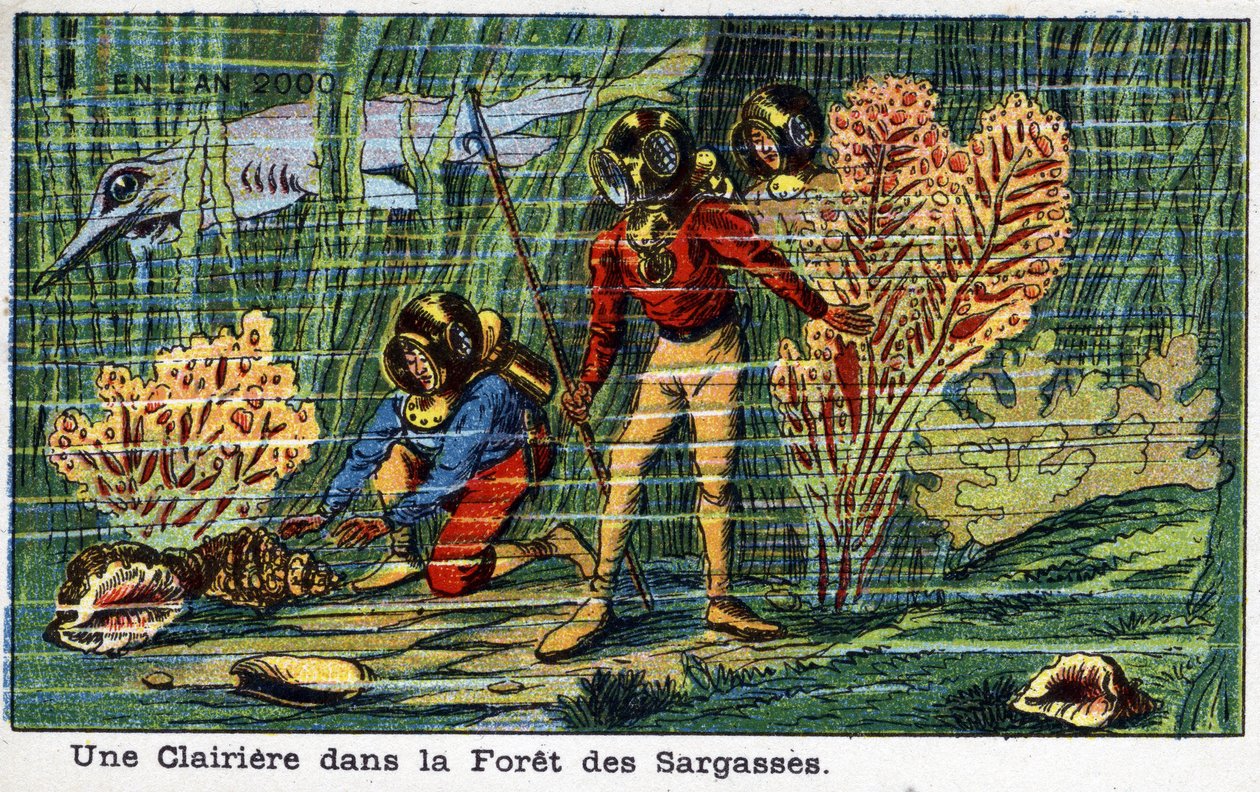 Futuredays: A 2000. évi tizenkilencedik századi vízió – „” 2000-ben” sorozat: Egy tisztás a Sargasso-erdőben (tenger alatt). Kromolitográfia, Villemard alkotó: French School