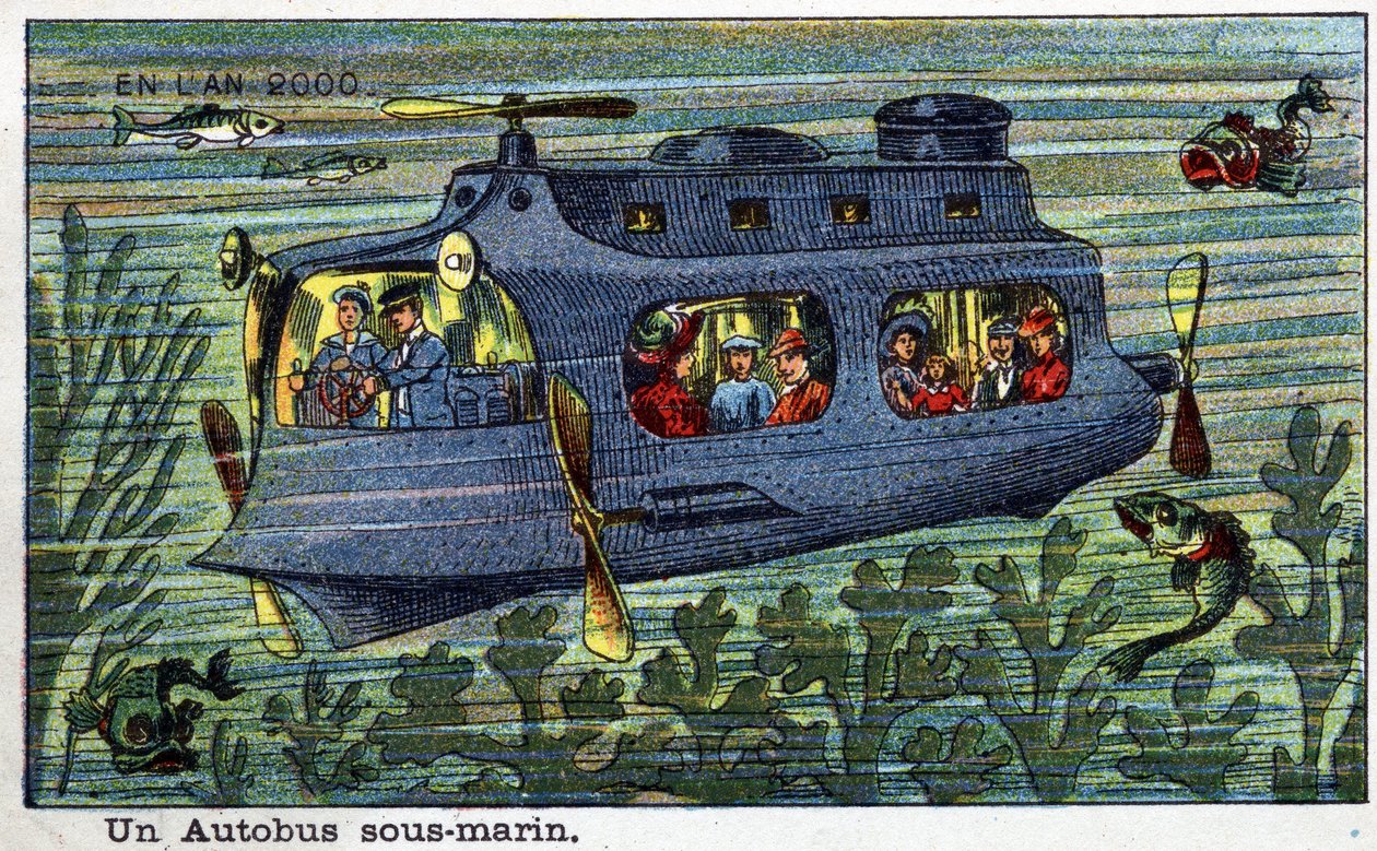 Futuredays: A 19th Century Vision of the Year 2000 Sorozat: A Underwater Bus. Kromolitográfia, Villemard alkotó: French School