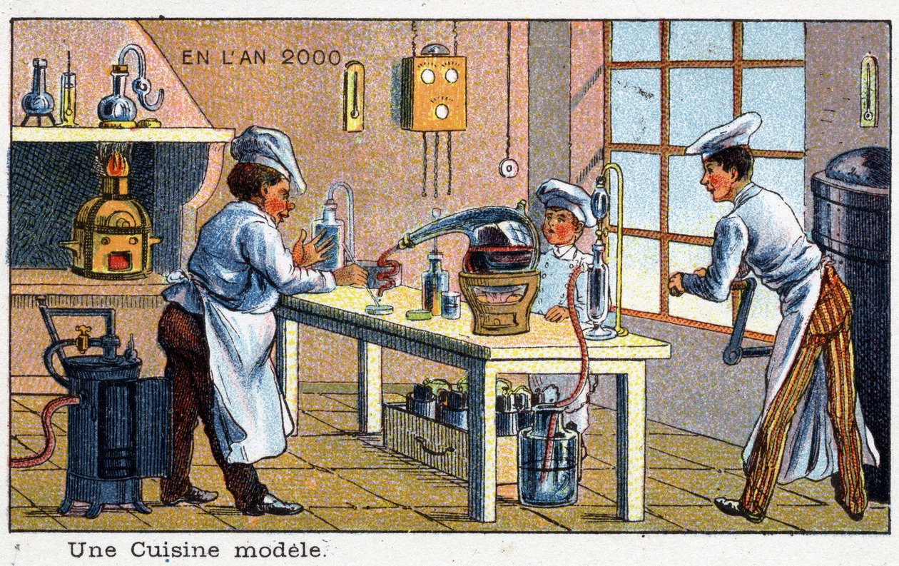 Futuredays: Az év tizenkilencedik századi víziója 2000 sorozat: Mintakonyha. Kromolitográfia, Villemard alkotó: French School