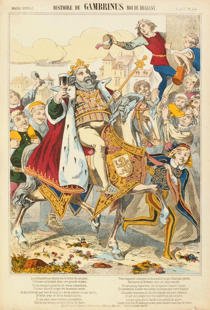 Gambriunus, Flandria legendás királya, Verlag Haguenthal, Pont-a-Mousson, 1860. alkotó: French School