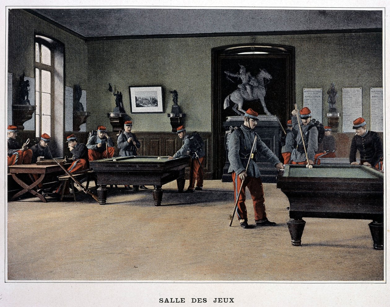 Játékterem: biliárdozó katonák és - az „Album militaire”-ben - gyalogságból alkotó: French School