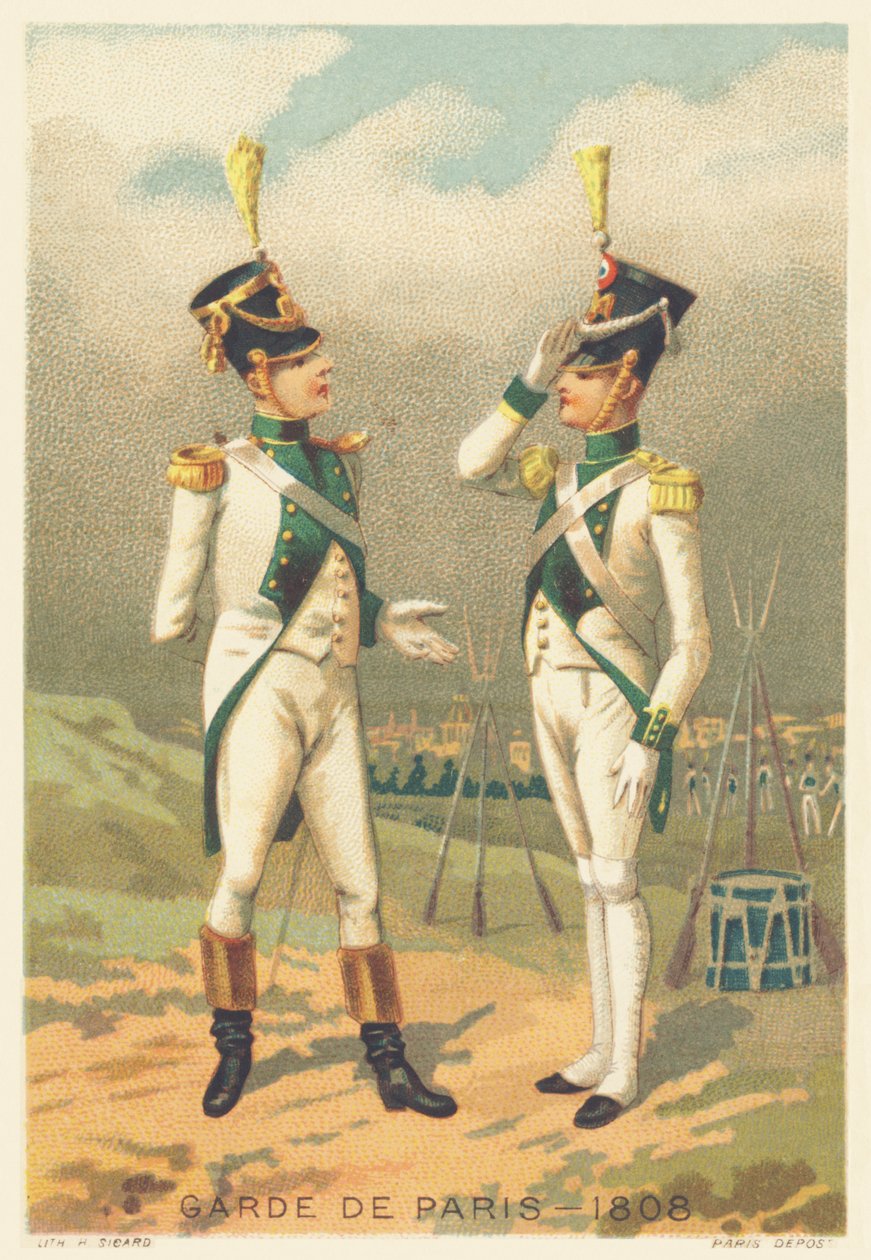 Garde de Paris 1808-ban (1802-ben létrehozott és 1812-ben feloszlatott párizsi rendfenntartásért felelős egység) alkotó: French School