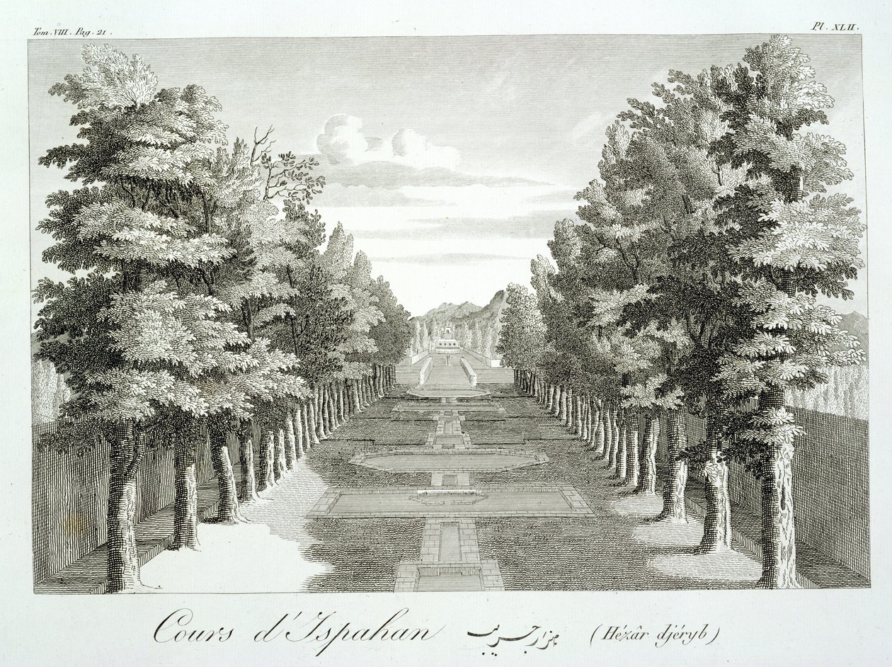 Gardens at Tshehar-Bagh, Isfahan, a Voyages du Chevalier Chardin en Perse, et autres Lieux de l