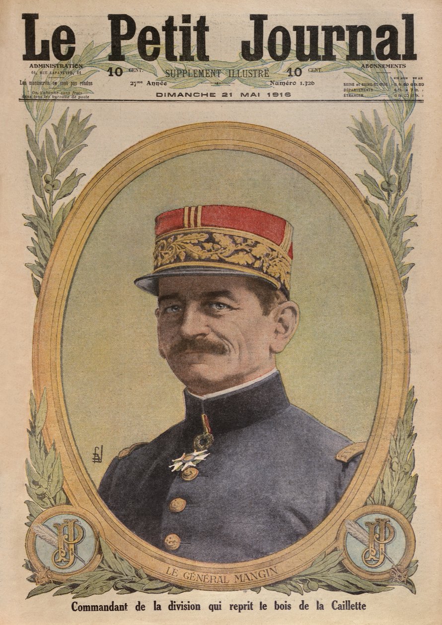 Charles Mangin tábornok, a Le Petit Journal első borítójának illusztrációja, 1916. május 21. alkotó: French School