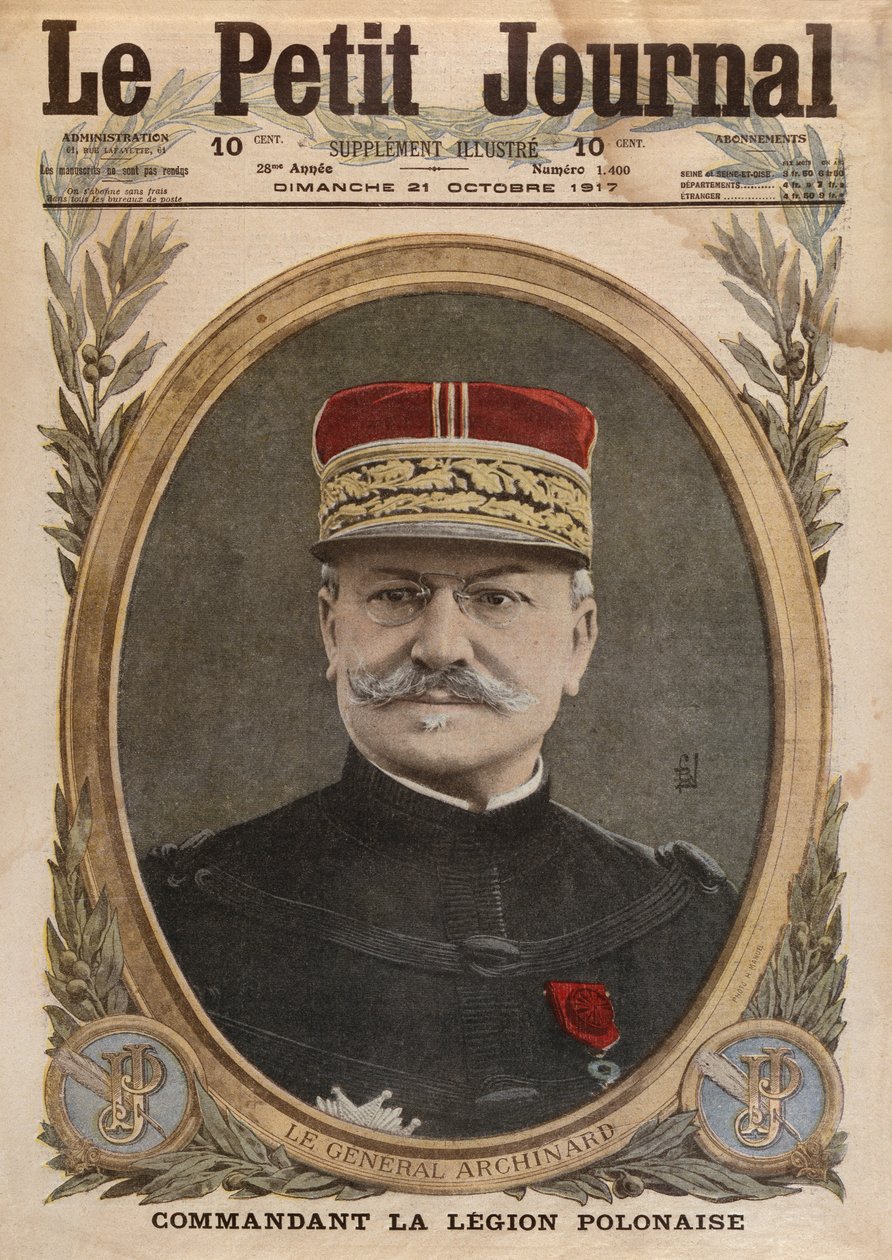 Louis Archinard tábornok, a Le Petit Journal első borítójának illusztrációja, mellékelt illusztráció, 1917. október 21. alkotó: French School