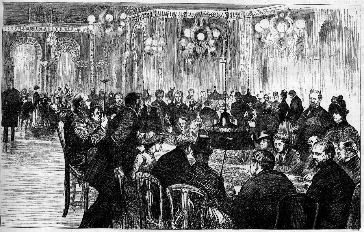 A Monte Carlo (Monte-Carlo) kaszinó játéktermének általános képe. Metszet a „” Le Monde Illustré”-ben alkotó: French School