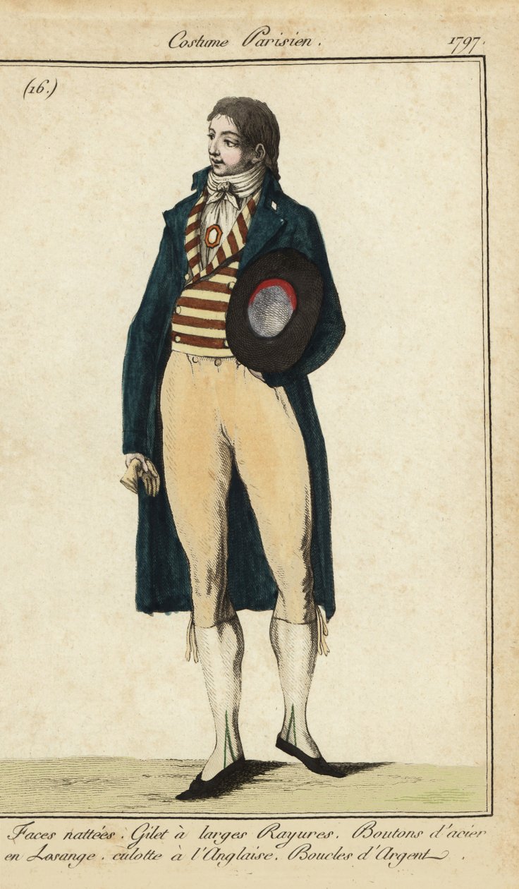 Csíkos mellényben és nadrágban úriember alkotó: French School