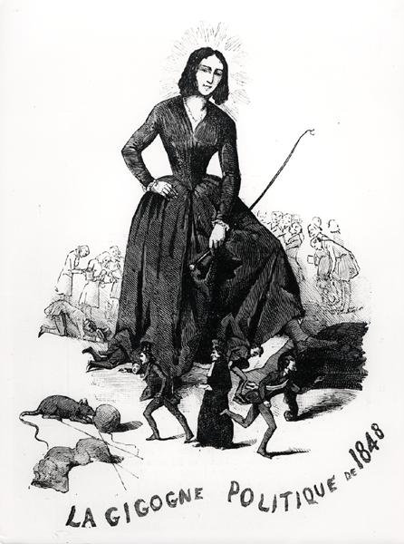 George Sand, a politikai gólya, a "Le Monde Illustre"-ból alkotó: French School