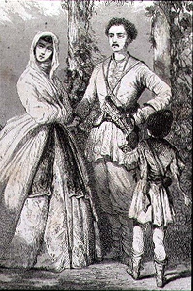 Grúz jelmezek az 1860-as években (metszet) alkotó: French School