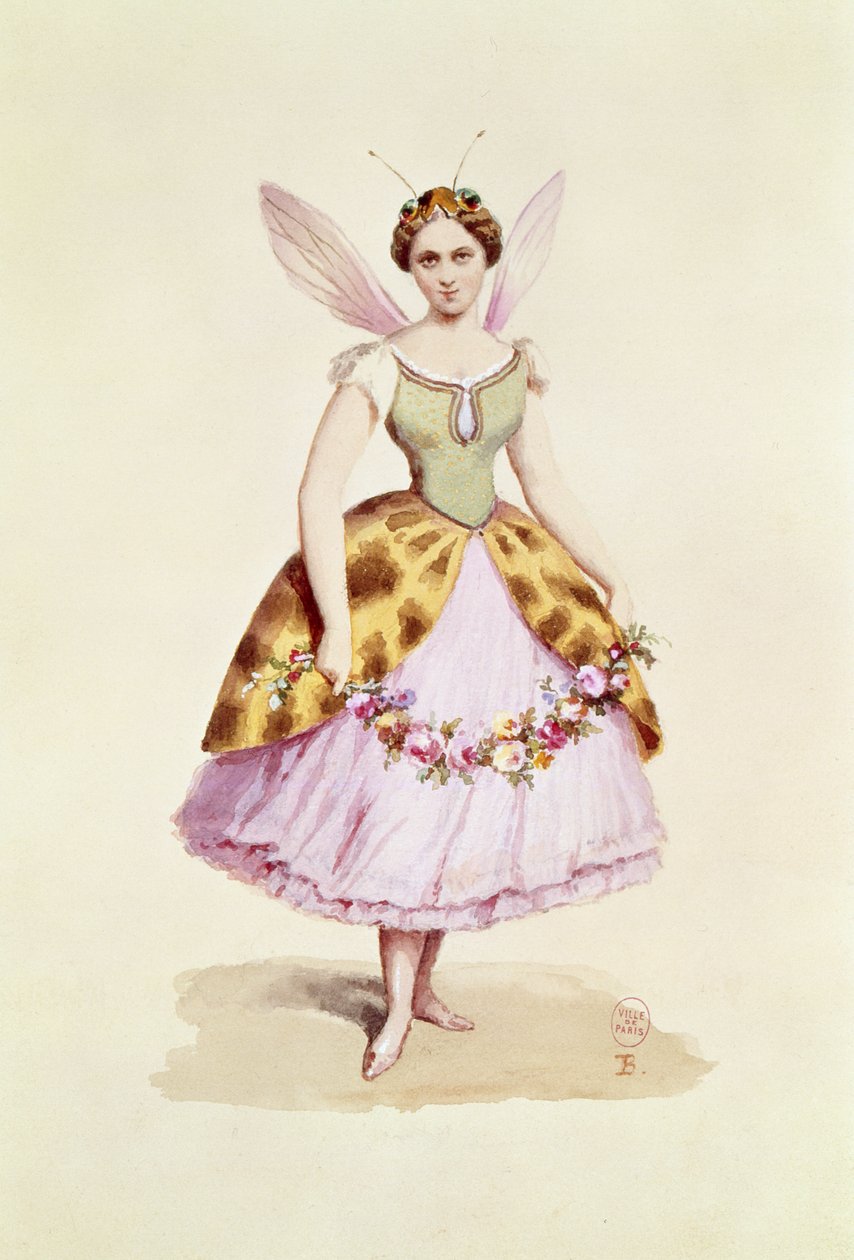 Lány méhjelmezben, a Bonaparte emblémával, ahogyan III. Napóleon és Eugénia császárné díszes partiján viselték, 1863. február 9-én (papíron wc) alkotó: French School
