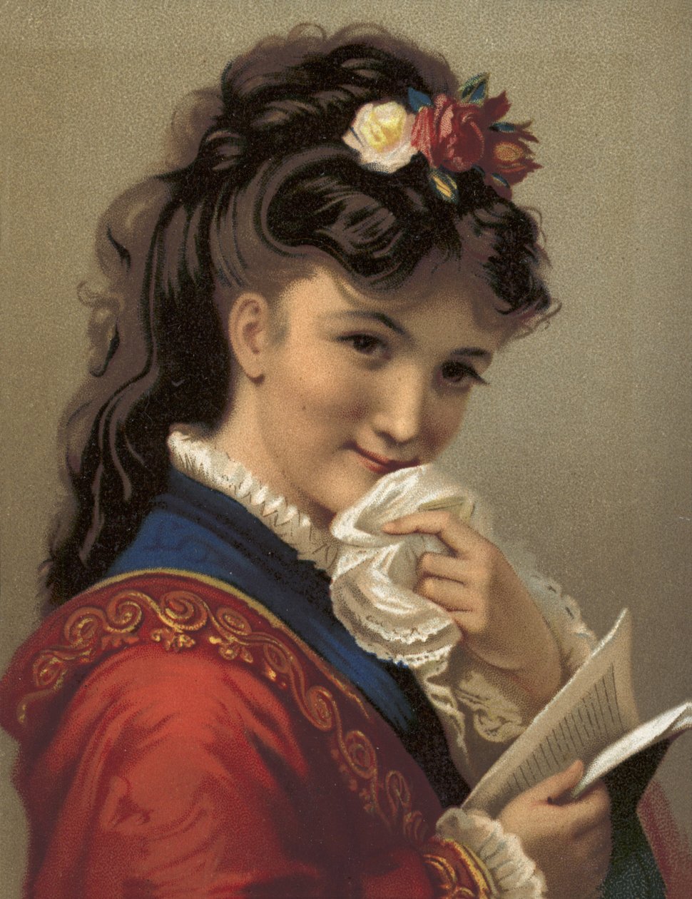 Nevető lány (chromolitho) alkotó: French School