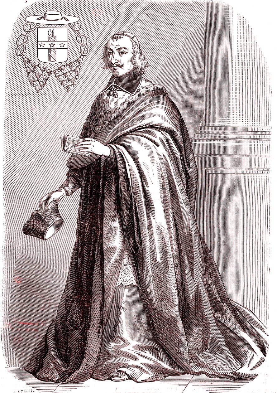 Giulio Raimondo Mazzarino, olasz származású francia bíboros és diplomata.1865 (metszet) alkotó: French School