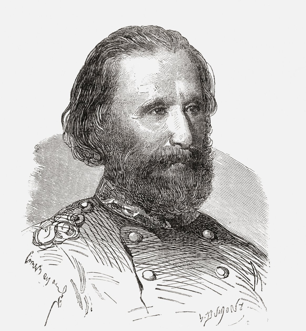 Giuseppe Garibaldi, a "Societes Secretes, les Francs Macons"-ból, megjelent 1867 körül (metszet) alkotó: French School
