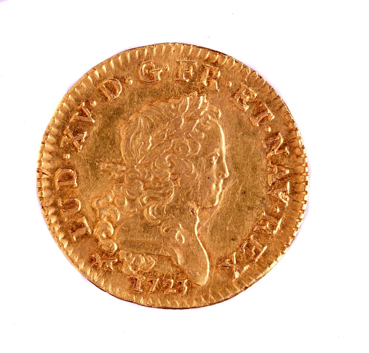 Arany francia Lajos, XV. Lajos király uralkodása (1715-1774) 1723 Átm. 2,3 cm Nápoly, museo archeologico alkotó: French School