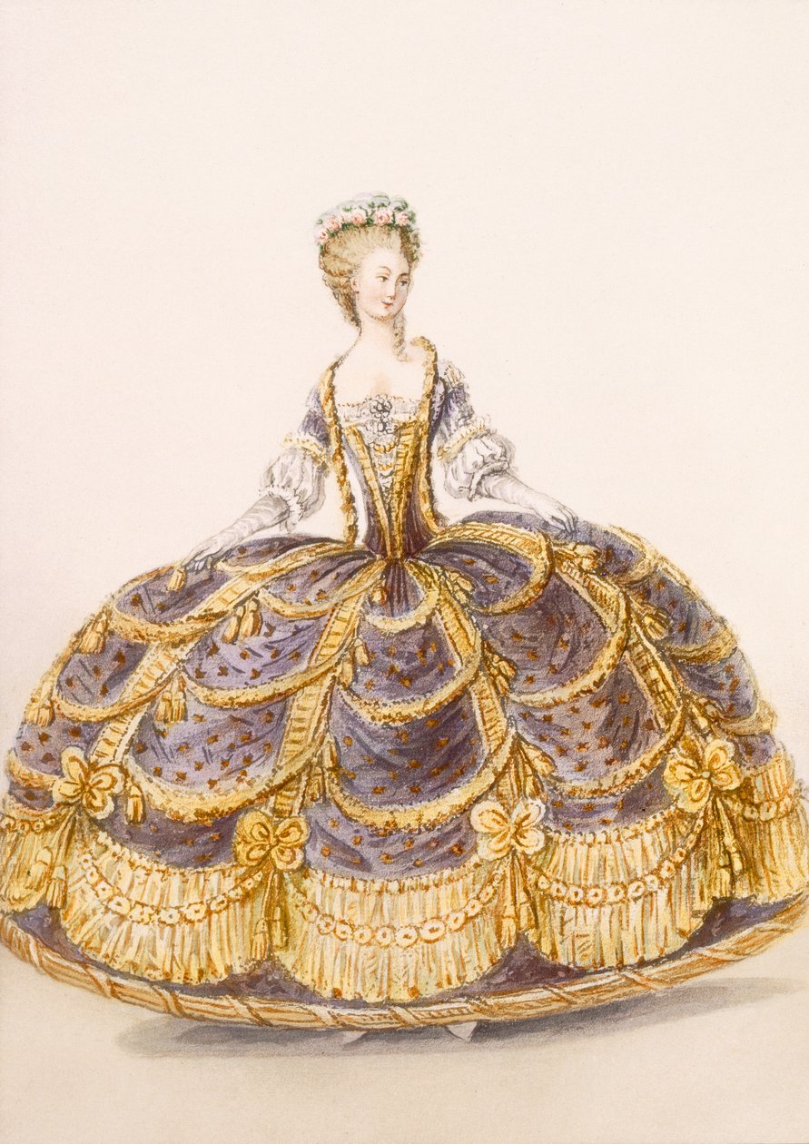 Udvari bemutatásra alkalmas ruha, Galeries des Modes et Costumes Francais tányérja, 1778-87 99:ruha; tradicionális öltözet; népviselet; divat; ábra; alkotó: French School